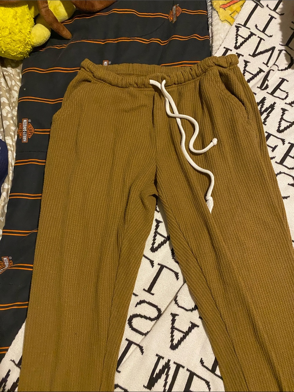 aerie Camel color Waffle-Knit Drawstring Joggers - Picture 6 of 9